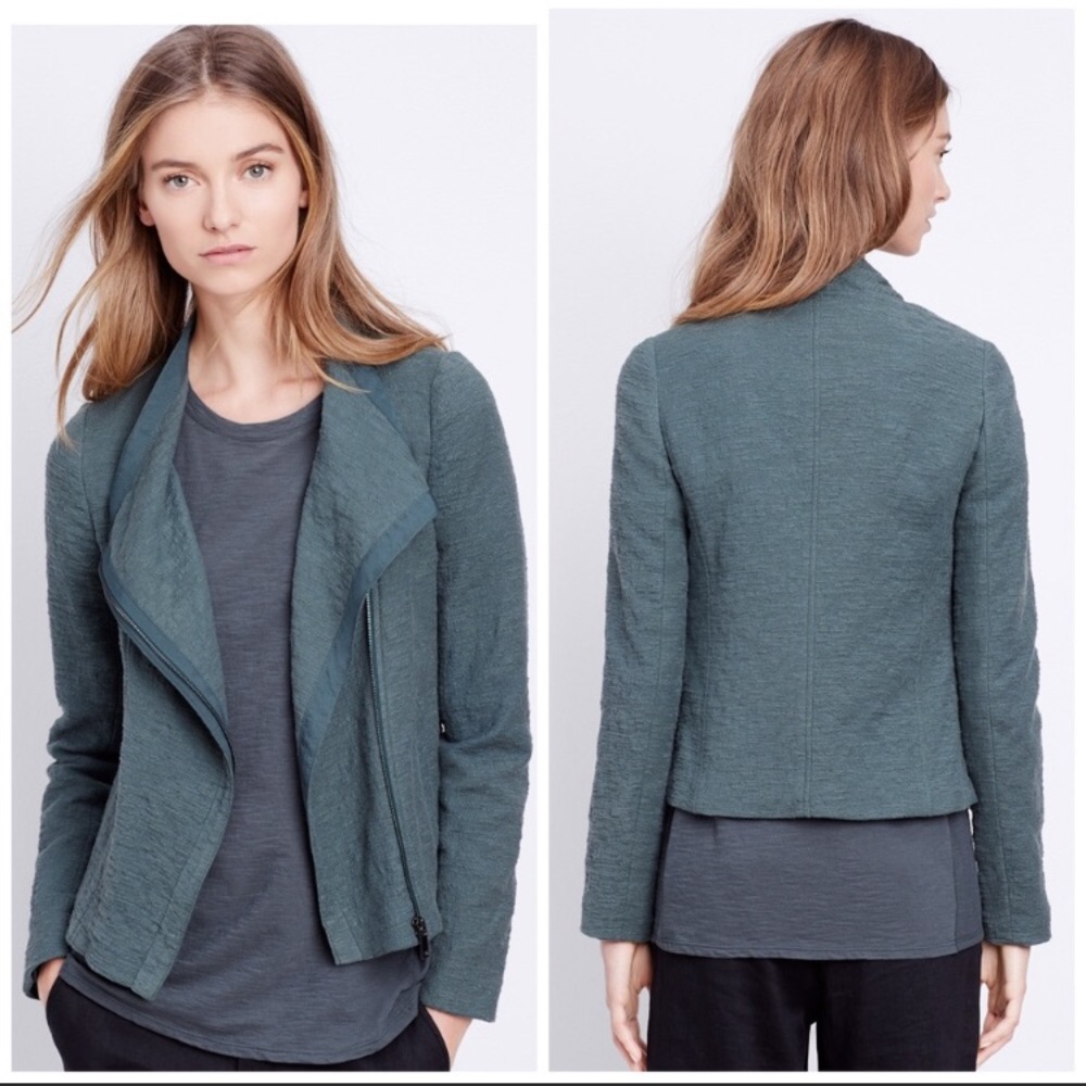 Vince Stretch Frise Asymmetrical Zip Jacket
